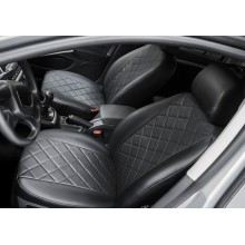 Авточехлы Rival для Mazda 3 BK, BL седан (2004-2013), 3 BK хэтчбек (2004-2010),"Ромб" (спинка 40/60), экокожа