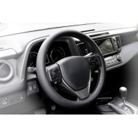 Оплётка руля KRAFT гладкая искуственная кожа, черная, 37-39см/М