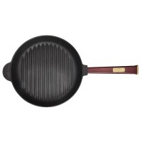Сковорода-гриль BRIZOLL "ОПТИМА" круглая, с деревянной ручкой бордо, 24х4 см