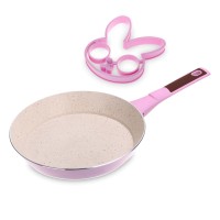 Сковорода KITCHENSTAR серия Lollipop, с мраморным покрытием, формой для яичницы, 24 см, розовая