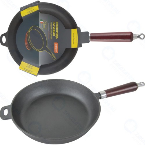 Сковорода чугунная Mallony CIF22-W с деревянной ручкой, 22 см
