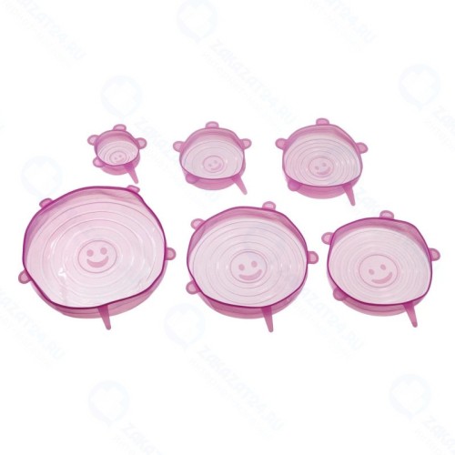 Набор крышек универсальных Bradex TK 0578 растягивающихся, розовых, 6,5/9,5/11,5/14,5/16,5/21 см, 6 штук