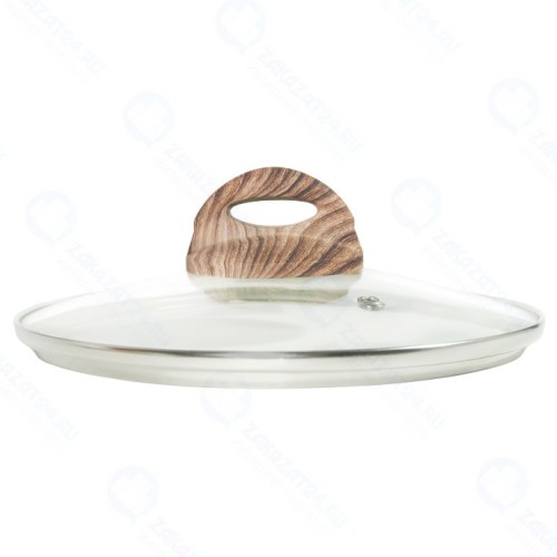 Крышка стеклянная PANAIRO с ручкой Soft-touch WOOD 22см