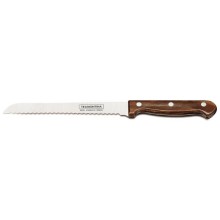 Нож для хлеба TRAMONTINA Polywood с деревянной ручкой, в блистере, коричневый, 18 см