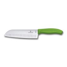 Нож-Cантоку VICTORINOX SwissClassic, рифленое лезвие 17 см, зелёный, в картонном блистере