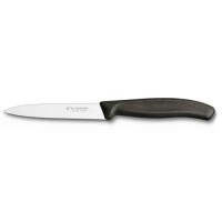 Нож для овощей VICTORINOX SwissClassic, лезвие 10 см с серрейторной заточкой, чёрный