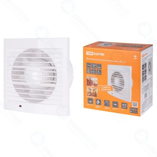 Вентилятор бытовой TDM Electric настенный, 100 С-Т, таймер, белый