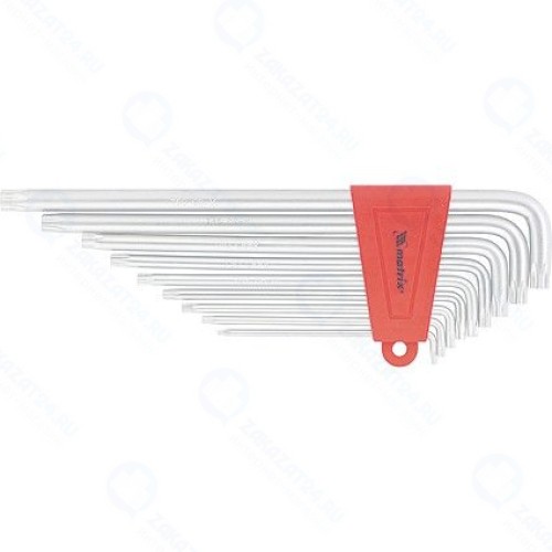 Набор ключей TORX MATRIX 12307, TORX, 9 шт, T10-T50, CrV, экстра-длинные с сатинированным покрытием