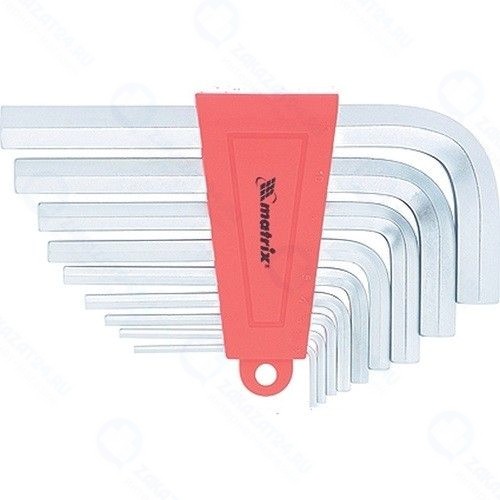 Набор шестигранных ключей Matrix 12301 HEX, 2–12 мм, CrV, 9 шт, короткие, сатин