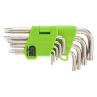 Набор ключей TORX СИБРТЕХ 12321, 9 шт: T10-T50, 45x, закаленные, короткие, никелированные