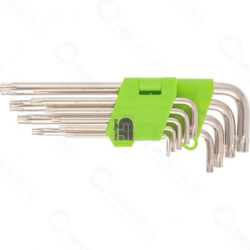 Набор ключей TORX СИБРТЕХ 12322, 9 шт: T10-T50, 45x, закаленные, удлиненные, никелированные