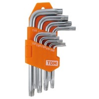 Набор ключей TDM Electric "TORX" с отверстием 9 шт: Т10-Т50 (держатель в блистере), CR-V сталь "Алмаз"