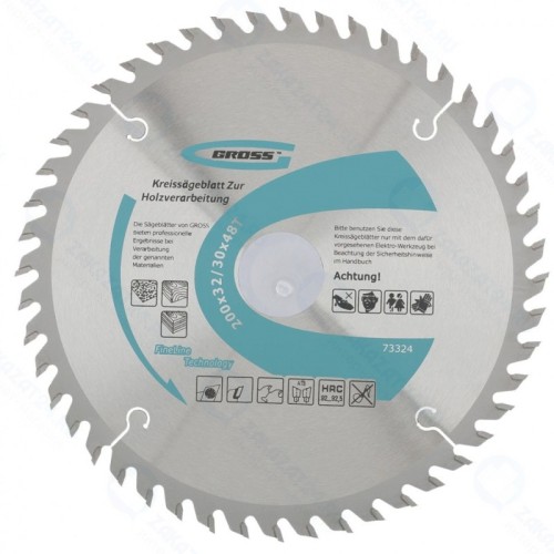 Пильный диск по дереву GROSS 73324, 200 x 32/30 x 48Т