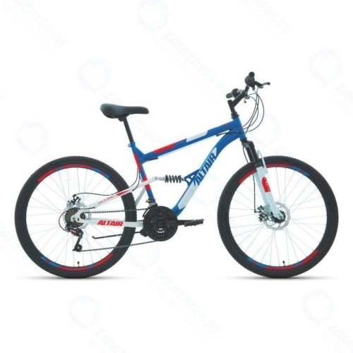Горный велосипед ALTAIR MTB FS 26 2.0 disc 2020-2021, синий/красный