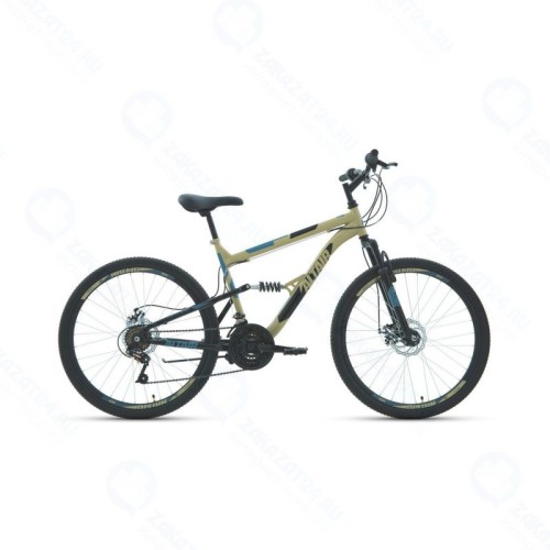 Горный велосипед ALTAIR MTB FS 26 2.0 disc 2021, бежевый/черный, рост 18