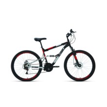 Горный велосипед ALTAIR MTB FS 26 2.0 disc 2021, черный/красный, рост 16"