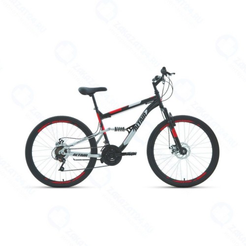 Горный велосипед ALTAIR MTB FS 26 2.0 disc 2021, черный/красный, рост 18