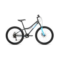 Подростковый велосипед ALTAIR MTB HT 24 2.0 D 2022 рост 12" темно-серый/голубой