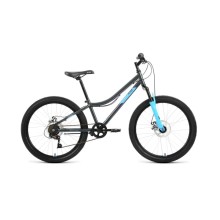 Подростковый велосипед ALTAIR MTB HT 24 2.0 D 2022 рост 12" темно-серый/голубой