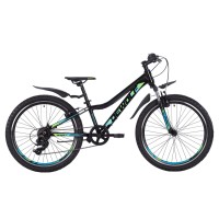 Подростковый велосипед DEWOLF Ridly JR 24 (черный/светло-голубой/неон лайм)