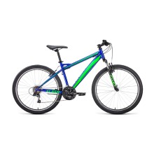 Горный велосипед FORWARD Flash 26 1.2 2021, синий/ярко-зеленый, рост 19"