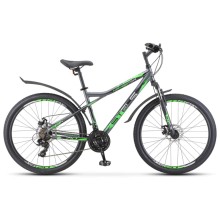 Горный велосипед STELS Navigator 710 MD 27.5 V020, рама 16", Антрацитовый/Зеленый/Черный
