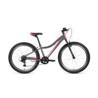 Подростковый велосипед Forward JADE 24 1.0 2021, серый/розовый, рост 12"