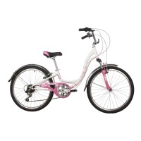 Подростковый велосипед NOVATRACK 24" BUTTERFLY сталь. рама 11, белый-розовый 24SH6V.BUTTERFLY.11PN22