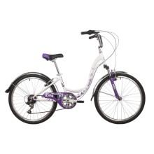 Подростковый велосипед NOVATRACK 24" BUTTERFLY сталь.рама 13, белый-фиолетовый 24SH6V.BUTTERFLY.13VL22
