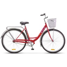 Женский велосипед STELS Navigator 345 28 (Z010) красный, рама 20' (Комплект с корзиной)