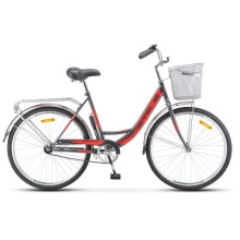 Городской велосипед STELS Navigator 245 26 Z010 Серый/Красный (Комплект с корзиной)