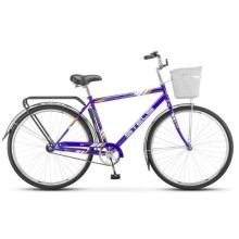 Городской велосипед STELS Navigator 300 Gent 28 (Z010) синий, рама 20' (Комплект с корзиной)