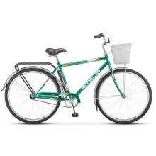 Городской велосипед STELS Navigator 300 Gent 28 (Z010) зелёный, рама 20' (Комплект с корзиной)