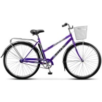 Городской велосипед STELS Navigator 300 Lady 28 (Z010) фиолетовый, рама 20' (Комплект с корзиной)