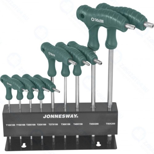 Набор ключей торцевых Jonnesway H10MT09S TORX® с рукояткой с центрированным штифтом Т10-Т50, 9 предметов
