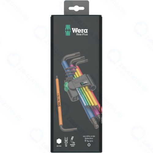 Wera 950 SPKL/9 SM N Multicolour Набор Г-образных ключей, метрических, BlackLaser, 9 предметов