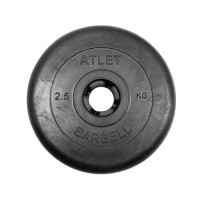 Диск Barbell обрезиненный, черный, диаметр 31 мм, 2.5 кг