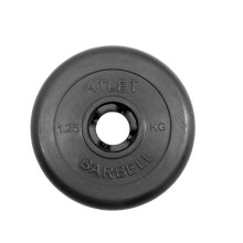 Диск Barbell обрезиненный, черный, диаметр 31 мм, 1.25 кг