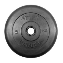 Диск Barbell обрезиненный, черный, диаметр 31 мм, 5 кг