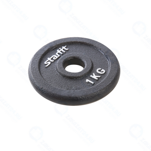 Диск STARFIT BB-204 1 кг, d=26 мм, черный, чугунный
