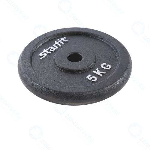 Диск STARFIT BB-204 5 кг, d=26 мм, черный, чугунный