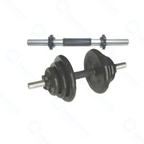 Гриф Титан d 26 мм гантельный, обрезиненная ручка/гайка L400 мм