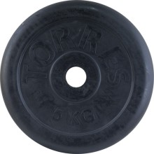 Диск TORRES 5 кг, PL50645, d.30мм, металл в резиновой оболочке, черный,обрезиненный