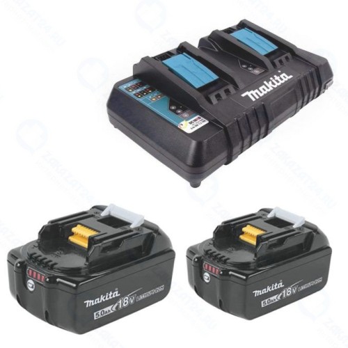 Аккумулятор + зарядное устройство Makita DC18RD-1шт+BL1850B-2шт 18В 5Ач Li-ion