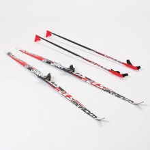 Лыжный комплект с креплениями 75 мм с палками 160 STEP Brados LS Red