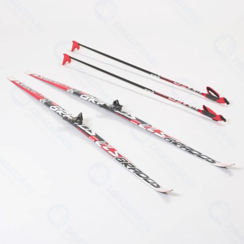 Лыжный комплект с креплениями 75 мм с палками 170 STEP Brados LS Red