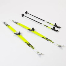 Лыжный комплект с креплениями 75 мм с палками 120 STEP Kid Lemon