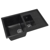 Мойка MIXLINE ML-GM22 двухчашевая с крылом, черная
