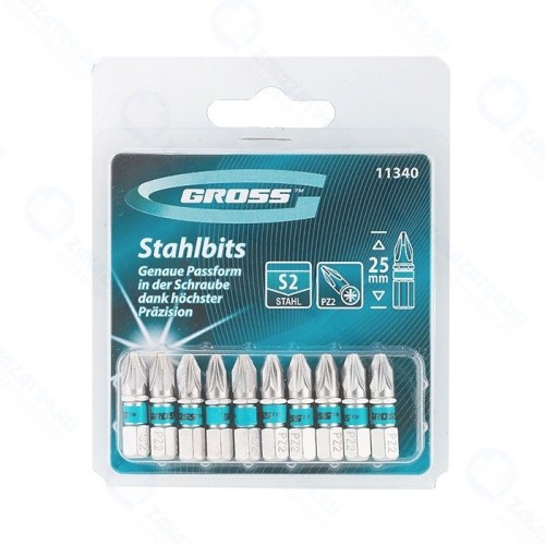 Биты GROSS 11340, PZ2x25, 10 шт.