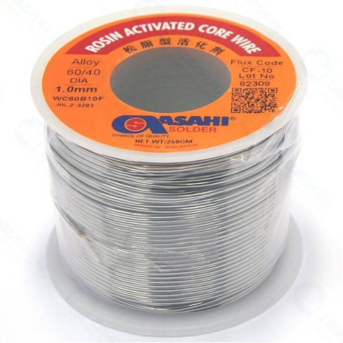 Припой с флюсом Припой ASAHI WC60B10F, 1.0мм 0.25кг Sn60/Pb40 (СF10 флюс RA)